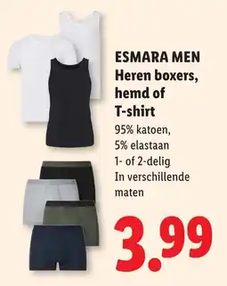 Lidl Esmara Men Heren boxers, hemd of T-shirt aanbieding