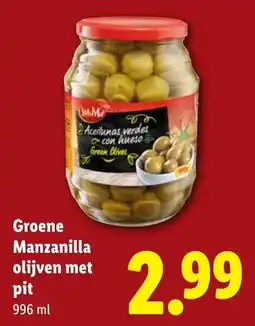 Lidl Groene Manzanilla olijven met pit aanbieding