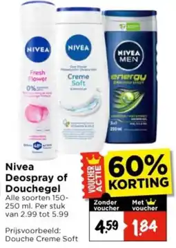 Vomar Voordeelmarkt Alle Nivea Deospray of Douchegeel aanbieding