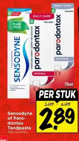 Vomar Voordeelmarkt Alle Sensodyne of Parodontax Tandpasta aanbieding