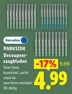 Lidl Parkside Decoupeerzaagbladen aanbieding