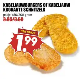 De Boerenschuur kabeljauwburgers of kabeljauw krokante schnitzels aanbieding
