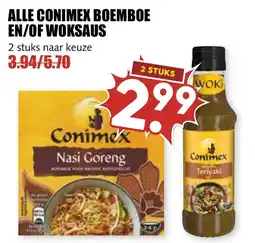 De Boerenschuur Conimex boemboe en/of woksaus aanbieding