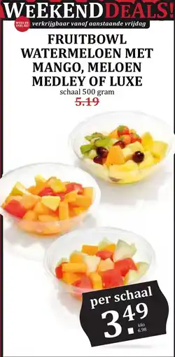 De Boerenschuur fruitbowl watermeloen met mango, meloen medley of luxe aanbieding