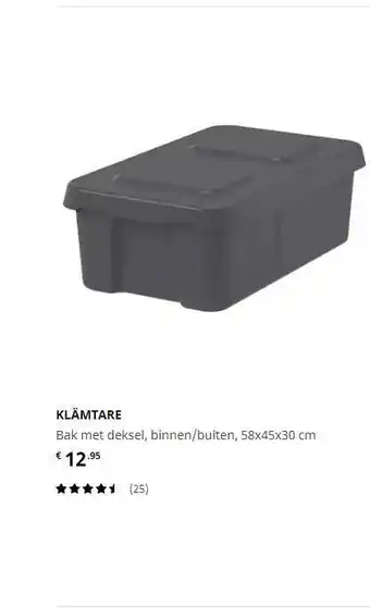 IKEA Klämtare Bak Met Deksel Binnen-Buiten 58x45x30 Cm aanbieding