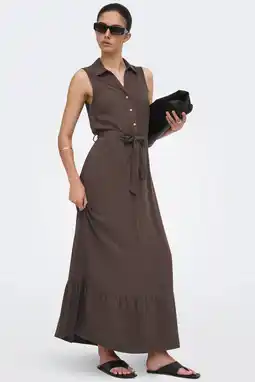 Wehkamp ONLY midi jurk met ceintuur - bruin aanbieding