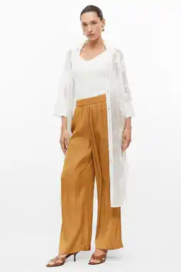 Wehkamp s.Oliver BLACK LABEL wide leg broek - camel aanbieding