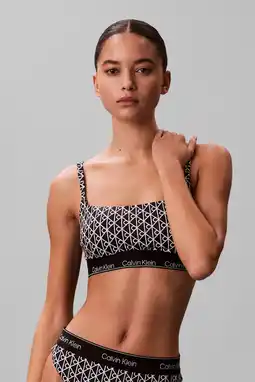 Wehkamp Calvin Klein voorgevormde crop bikinitop zwart/wit aanbieding