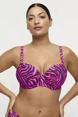 Wehkamp PrimaDonna voorgevormde beugel bikinitop Malabo roze/donkerblauw aanbieding