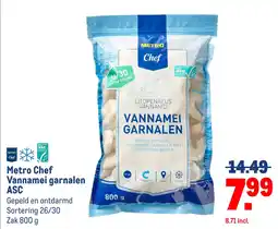 Makro Metro Chef Vannamei garnalen ASC aanbieding