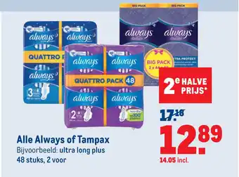 Makro Alle Always of Tampax aanbieding