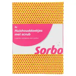 Albert Heijn Sorbo Huishouddoekjes met scrub 25x35cm 3st aanbieding