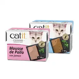 Zooplus 12x90g Catit Cuisine Mousse Tonijn met Zalm & kip met ham nat kattenvoer aanbieding