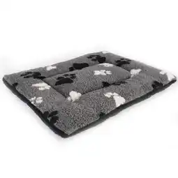 Zooplus Vetbed fleece kussen voor transportboxen grijs met pootjes 107x71x5cm hond aanbieding