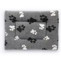 Zooplus Vetbed fleece kussen voor transportboxen grijs met pootjes 91x61x5cm hond aanbieding