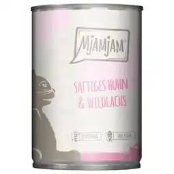 Zooplus 6x400g MjAMjAM Sappige kip en wilde zalm nat kattenvoer aanbieding