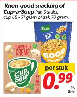 Dekamarkt Knorr good snacking of Cup-a-Soup aanbieding