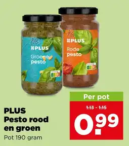 PLUS Plus pesto rood en groen aanbieding