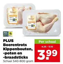 PLUS Plus boerentrots kippenbouten, -poten en -braadsticks aanbieding