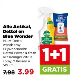 PLUS Alle antikal, dettol en blue wonder wondspray aanbieding