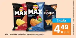 Albert Heijn Alle Lay's MAX en Doritos value- en partypacks aanbieding