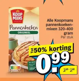 Albert Heijn Alle Koopmans pannenkoeken-mixen 320-400 gram aanbieding