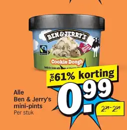 Albert Heijn Alle Ben & Jerry's Mini-Pints aanbieding