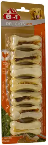 Pets Place 8in1 Delights Bones Strong - Kauwsnacks - Kip XS aanbieding