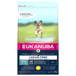 Pets Place Eukanuba Adult Small Medium Grain Free - Hondenbrokken - Kip 3 kg aanbieding