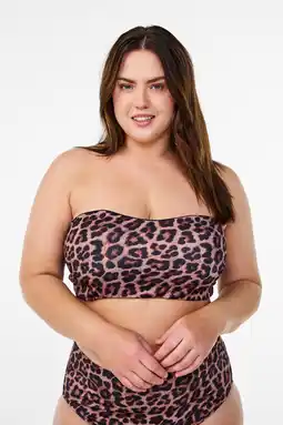 Wehkamp Zizzi voorgevormde strapless bandeau bikinitop CAANNE bruin aanbieding