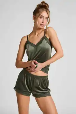 Wehkamp Hunkemöller fluwelen pyjamashort groen aanbieding