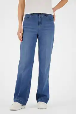 Wehkamp gardeur highwaist wide leg jeans medium blue denim aanbieding