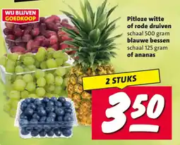 Nettorama Pitloze witte of rode druiven, blauwe bessen of ananas aanbieding