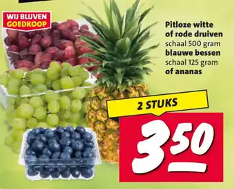 Nettorama Pitloze witte of rode druiven, blauwe bessen of ananas aanbieding