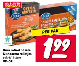 Nettorama Duca rotirol of saté & shoarma rolletjes aanbieding