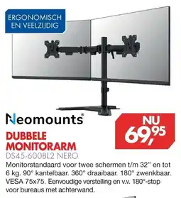 Vobis Neomounts DUBBELE MONITORARM DS45-600BL2 NERO aanbieding