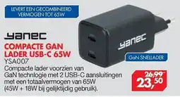 Vobis yanec compacte gan lader usb-c 65w ysa007 aanbieding