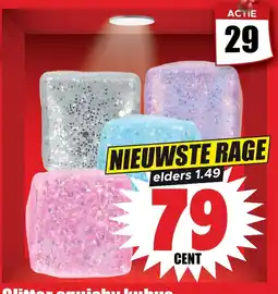 Dirk Glitter squishy kubus aanbieding