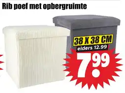 Dirk Rib Poef met Opbergruimte aanbieding