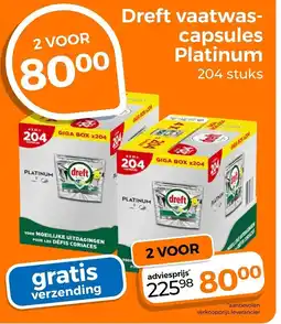 Trekpleister Dreft Vaatwascapsules Platinum aanbieding