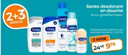 Trekpleister Sanex deodorant en douche aanbieding