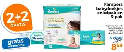 Trekpleister Pampers babydoekjes enkelpak en 3-pak aanbieding
