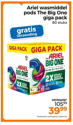 Trekpleister Ariel wasmiddel pods The Big One giga pack aanbieding