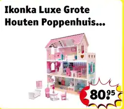 Kruidvat Ikonka Luxe Grote Houten Poppenhuis Speelhuis met Meubels en LED Verlichting aanbieding