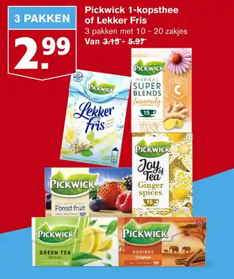 Hoogvliet Pickwick 1-kopsthee of Lekker Fris aanbieding