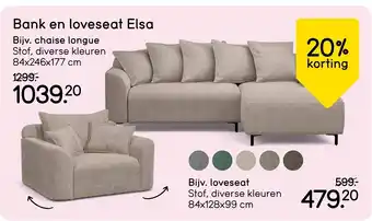 Leen Bakker Bank en loveseat Elsa aanbieding