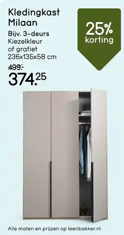 Leen Bakker Kledingkast Milaan aanbieding