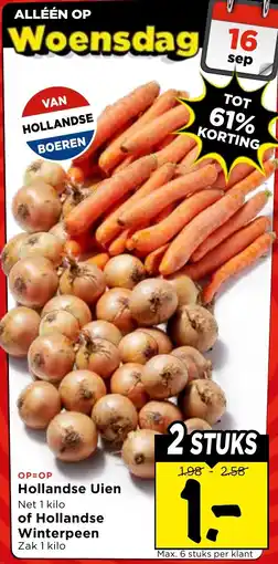 Vomar Voordeelmarkt Hollandse uien of hollandse winterpeen aanbieding