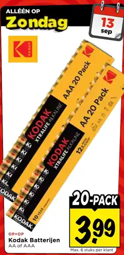 Vomar Voordeelmarkt Kodak Batterijen AA of AAA aanbieding