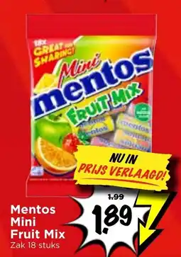 Vomar Voordeelmarkt Mentos Mini Fruit Mix aanbieding